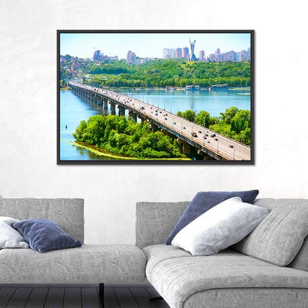 Kiev City Ukraine Panoramic Canvas Wall Art-1 Piece-36" x 12"-Tiaracle