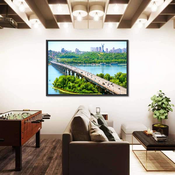 Kiev City Ukraine Panoramic Canvas Wall Art-1 Piece-36" x 12"-Tiaracle
