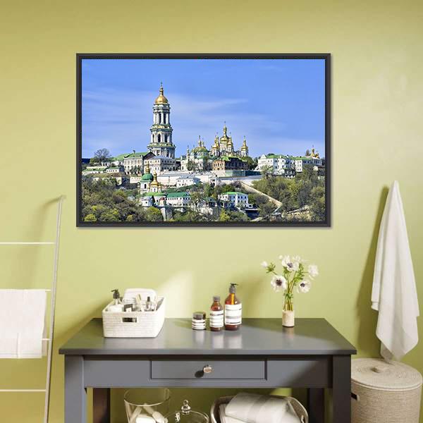 Kiev Pechersk Lavra Canvas Wall Art-1 Piece-Floating Frame-24" x 16"-Tiaracle