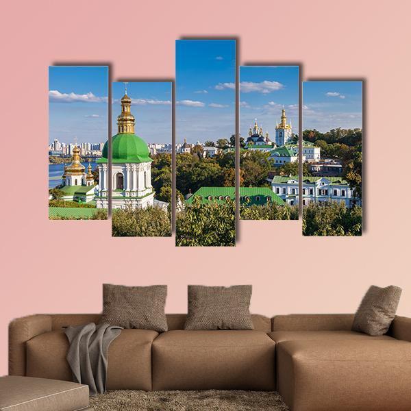 Kiev Pechersk Lavra Ukraine Canvas Wall Art-5 Pop-Gallery Wrap-47" x 32"-Tiaracle