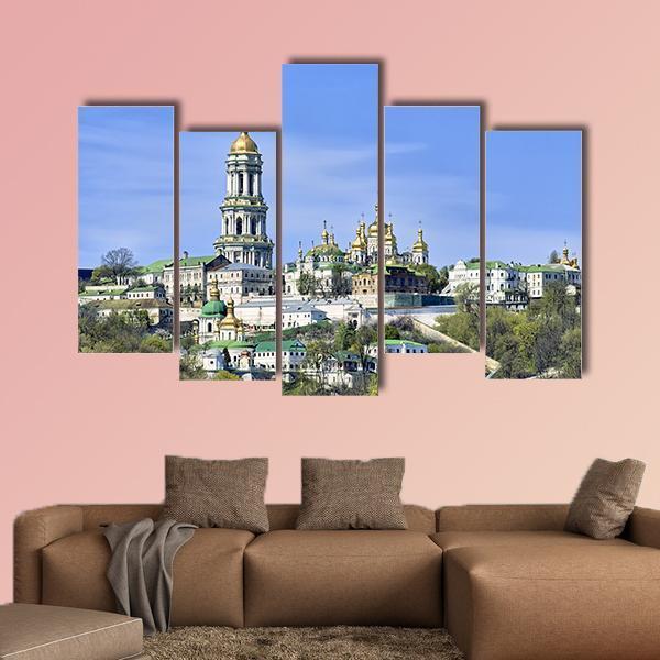Kiev Pechersk Lavra Canvas Wall Art-5 Pop-Gallery Wrap-47" x 32"-Tiaracle