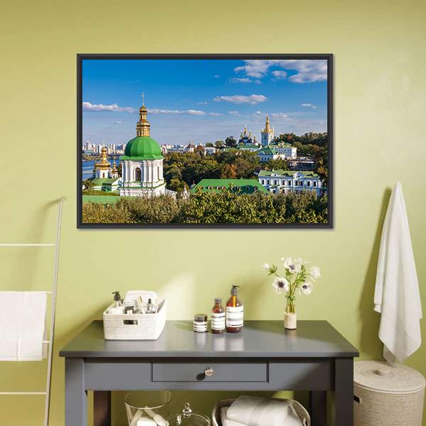 Kiev Pechersk Lavra Ukraine Canvas Wall Art-1 Piece-Floating Frame-36" x 24"-Tiaracle