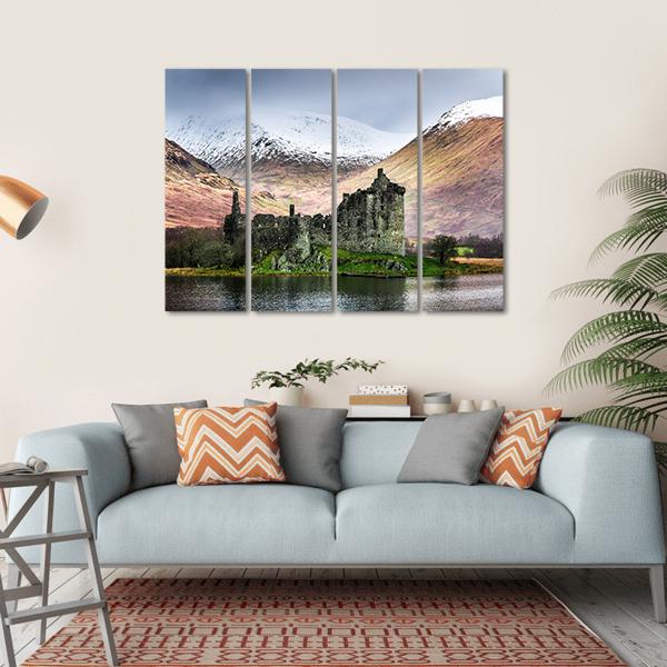 Kilchurn Castle In Winter Canvas Wall Art-4 Horizontal-Gallery Wrap-34" x 24"-Tiaracle