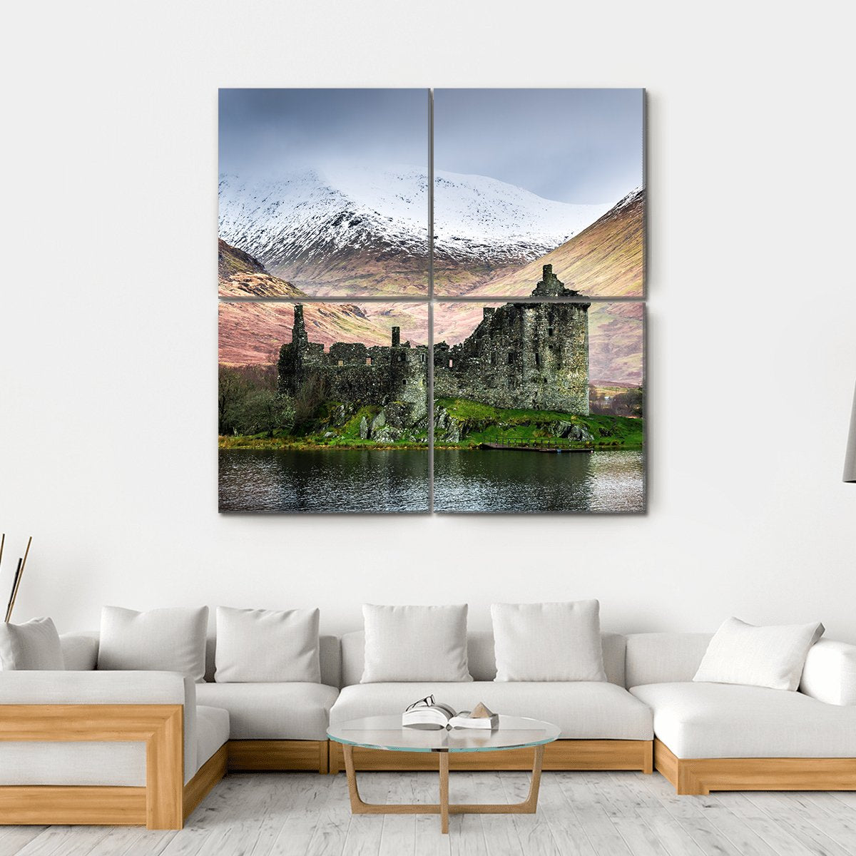 Kilchurn Castle In Winter Canvas Wall Art-4 Square-Gallery Wrap-17" x 17"-Tiaracle