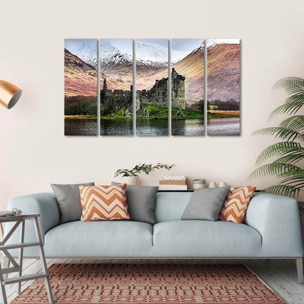 Kilchurn Castle In Winter Canvas Wall Art-5 Horizontal-Gallery Wrap-22" x 12"-Tiaracle