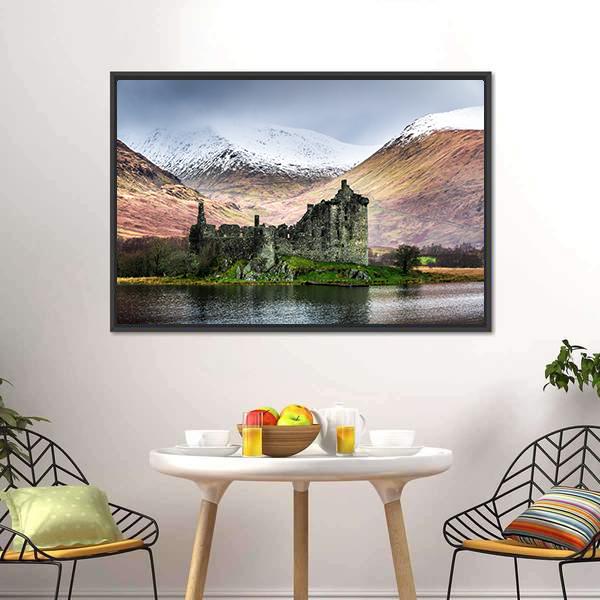 Kilchurn Castle In Winter Canvas Wall Art-5 Horizontal-Gallery Wrap-22" x 12"-Tiaracle