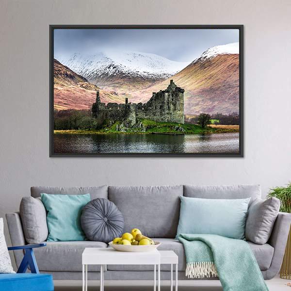 Kilchurn Castle In Winter Canvas Wall Art-5 Horizontal-Gallery Wrap-22" x 12"-Tiaracle