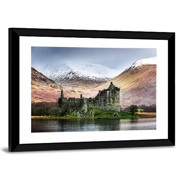 Kilchurn Castle In Winter Canvas Wall Art-5 Horizontal-Gallery Wrap-22" x 12"-Tiaracle