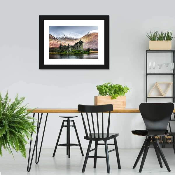 Kilchurn Castle In Winter Canvas Wall Art-5 Horizontal-Gallery Wrap-22" x 12"-Tiaracle