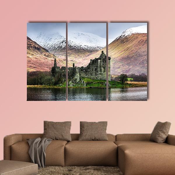 Kilchurn Castle In Winter Canvas Wall Art-3 Horizontal-Gallery Wrap-37" x 24"-Tiaracle