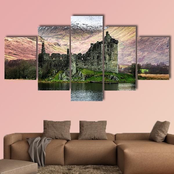 Kilchurn Castle In Winter Canvas Wall Art-3 Horizontal-Gallery Wrap-37" x 24"-Tiaracle