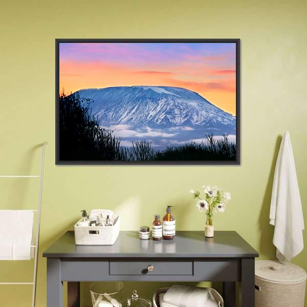 Kilimanjaro At Sunrise Canvas Wall Art-1 Piece-Floating Frame-24" x 16"-Tiaracle