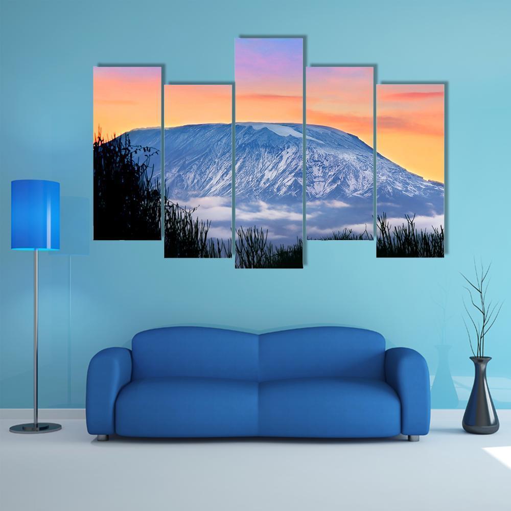 Kilimanjaro At Sunrise Canvas Wall Art-5 Pop-Gallery Wrap-47" x 32"-Tiaracle