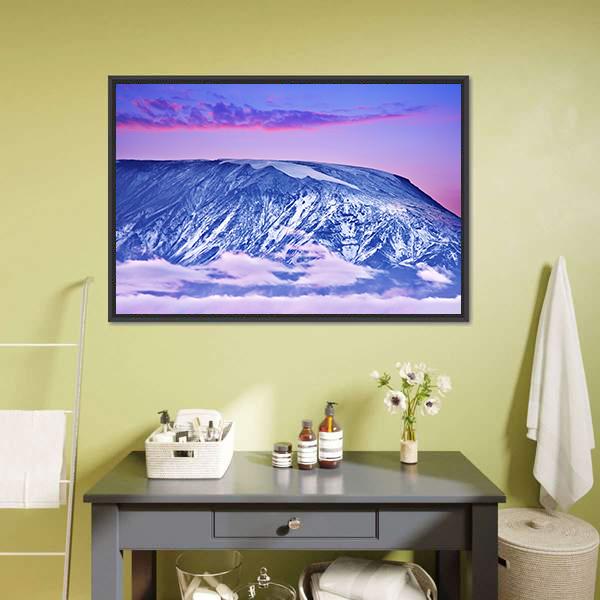 Kilimanjaro At Sunset Canvas Wall Art-1 Piece-Floating Frame-24" x 16"-Tiaracle
