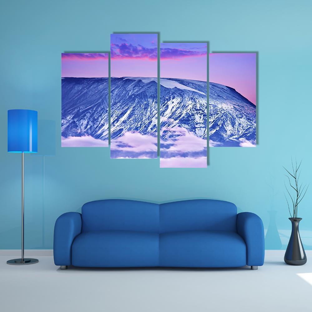 Kilimanjaro At Sunset Canvas Wall Art-4 Pop-Gallery Wrap-50" x 32"-Tiaracle