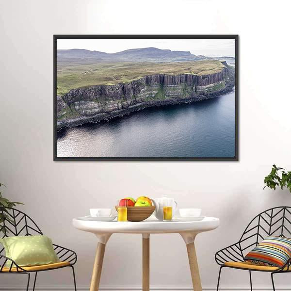 Kilt Rock Cliff Canvas Wall Art-1 Piece-Floating Frame-24" x 16"-Tiaracle