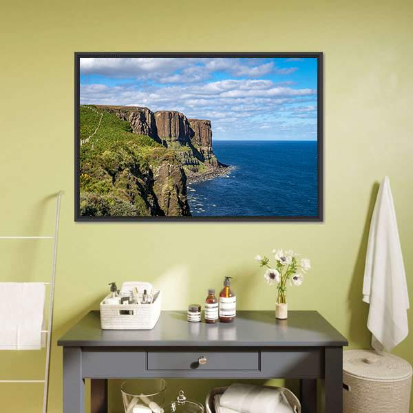 Kilt Rock &amp; Mealt Falls Canvas Wall Art-1 Piece-Floating Frame-24" x 16"-Tiaracle
