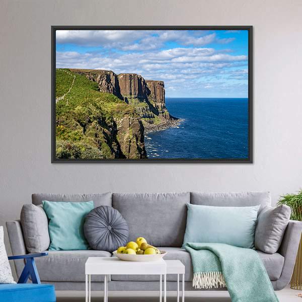 Kilt Rock &amp; Mealt Falls Canvas Wall Art-3 Horizontal-Gallery Wrap-25" x 16"-Tiaracle