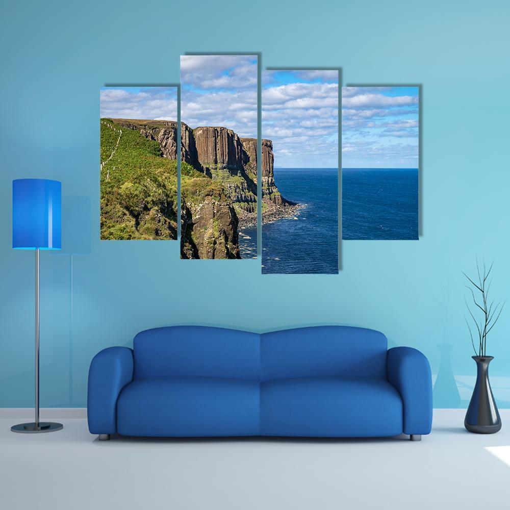 Kilt Rock &amp; Mealt Falls Canvas Wall Art-4 Pop-Gallery Wrap-50" x 32"-Tiaracle