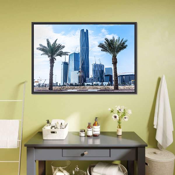 King Abdullah Financial District Canvas Wall Art-1 Piece-Floating Frame-24" x 16"-Tiaracle