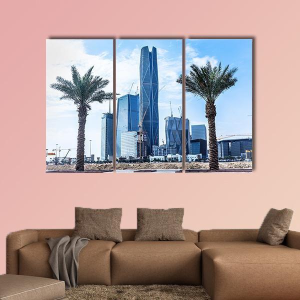 King Abdullah Financial District Canvas Wall Art-3 Horizontal-Gallery Wrap-37" x 24"-Tiaracle