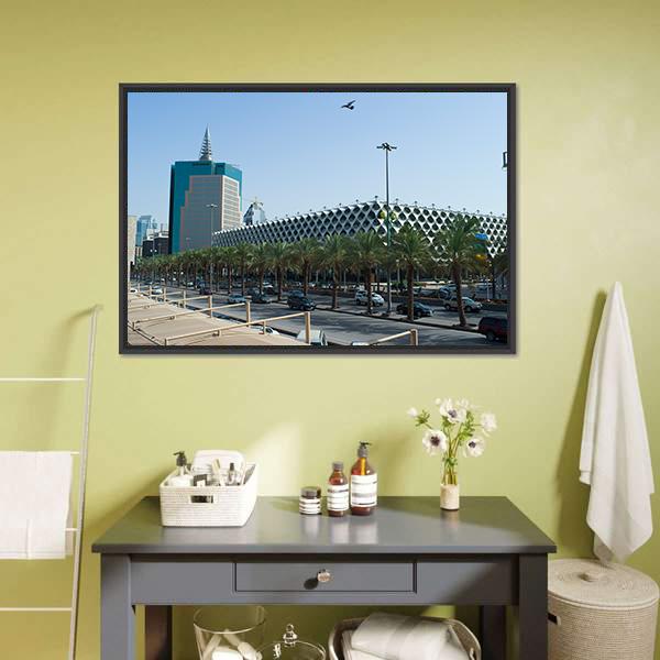 King Fahad National Library Canvas Wall Art-1 Piece-Floating Frame-24" x 16"-Tiaracle