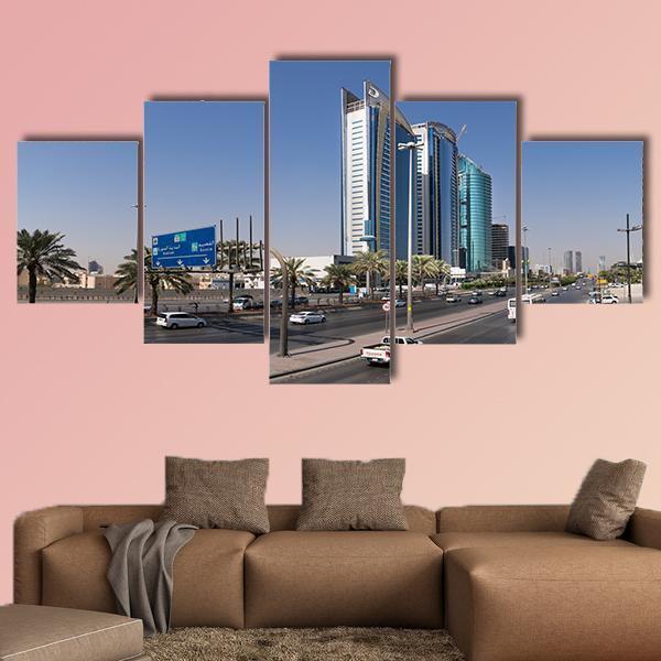 King Fahd Road Saudi Canvas Wall Art-5 Star-Gallery Wrap-62" x 32"-Tiaracle