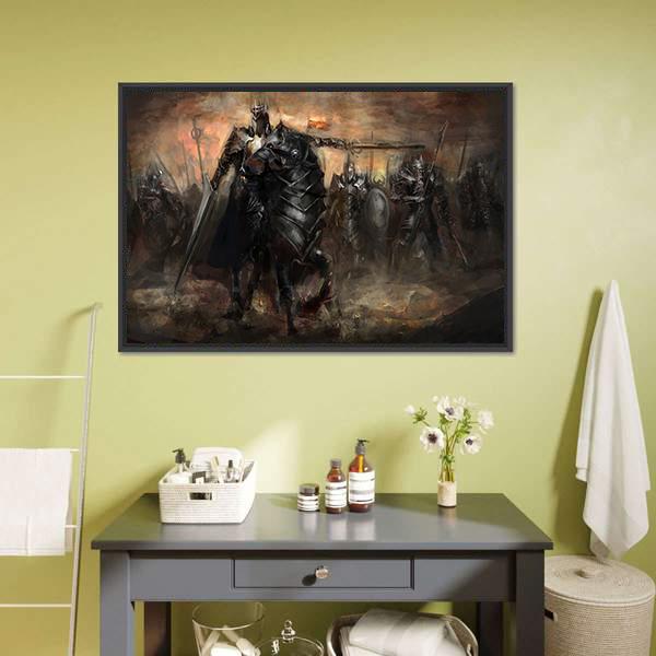 King Leading His Army Canvas Wall Art-1 Piece-Floating Frame-24" x 16"-Tiaracle