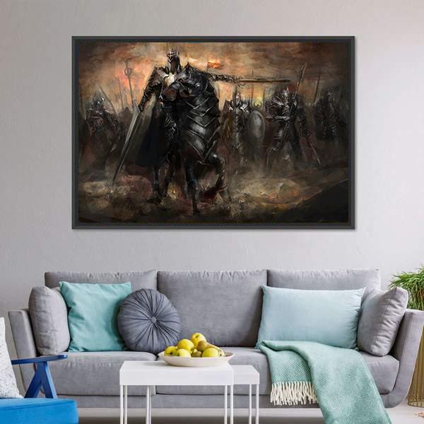 King Leading His Army Canvas Wall Art-5 Horizontal-Gallery Wrap-22" x 12"-Tiaracle