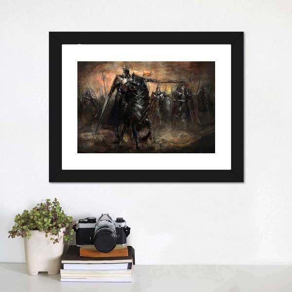 King Leading His Army Canvas Wall Art-1 Piece-Framed Print-20" x 16"-Tiaracle