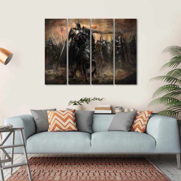 King Leading His Army Canvas Wall Art-4 Horizontal-Gallery Wrap-34" x 24"-Tiaracle