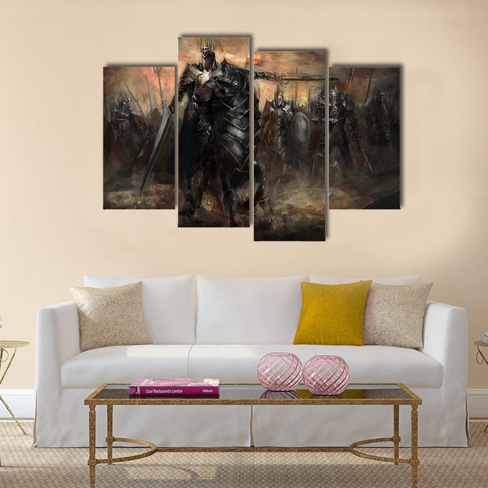 King Leading His Army Canvas Wall Art-4 Pop-Gallery Wrap-50" x 32"-Tiaracle