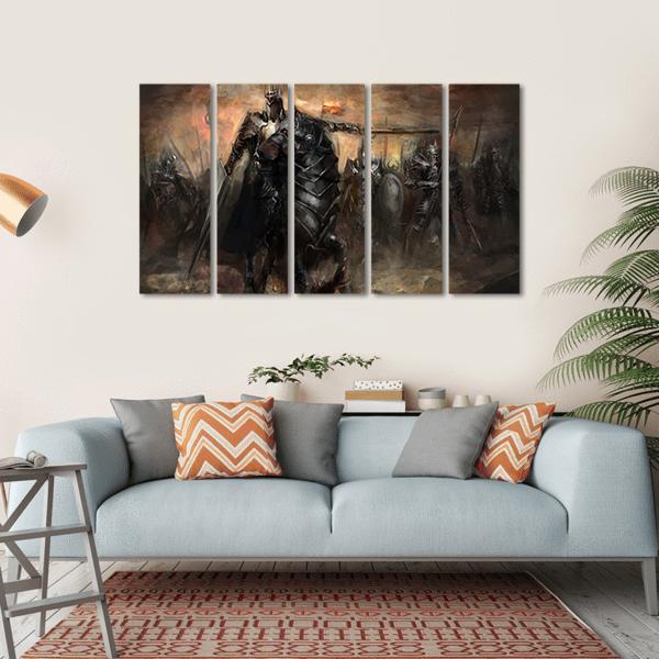 King Leading His Army Canvas Wall Art-5 Horizontal-Gallery Wrap-22" x 12"-Tiaracle