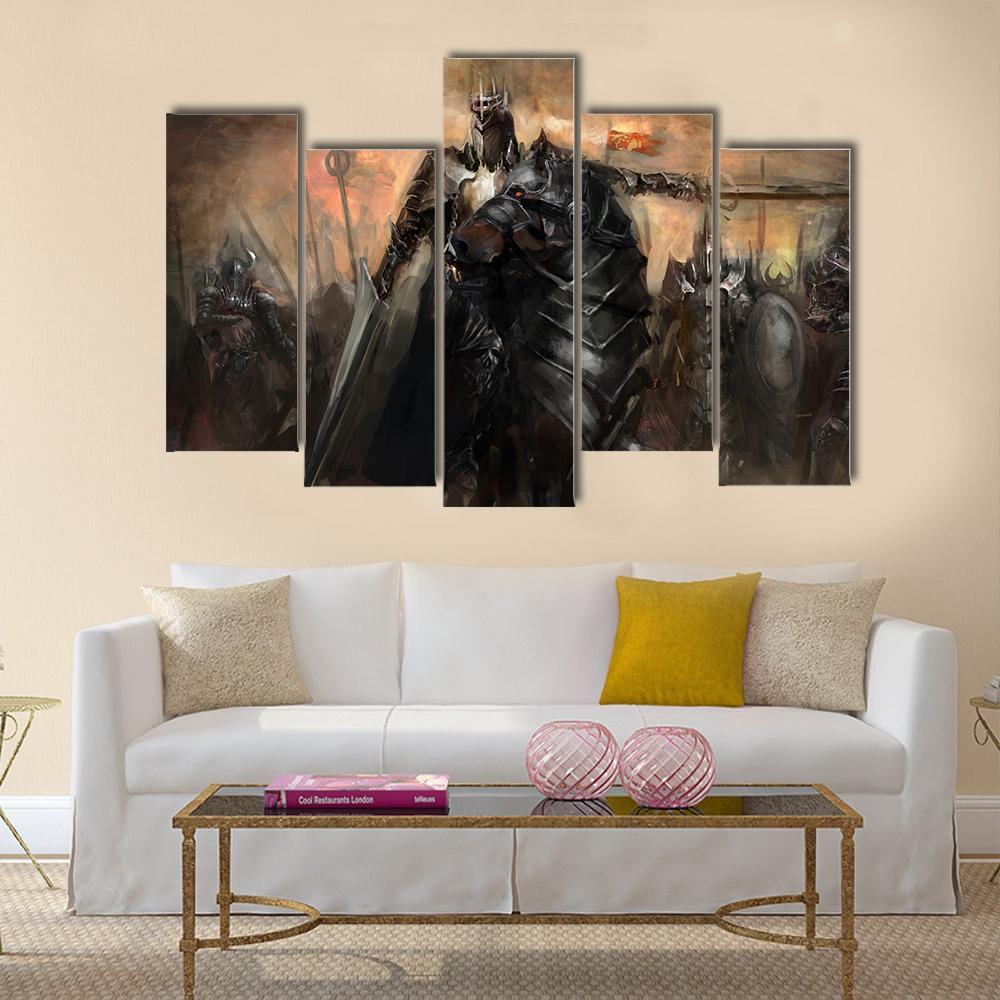 King Leading His Army Canvas Wall Art-5 Pop-Gallery Wrap-47" x 32"-Tiaracle