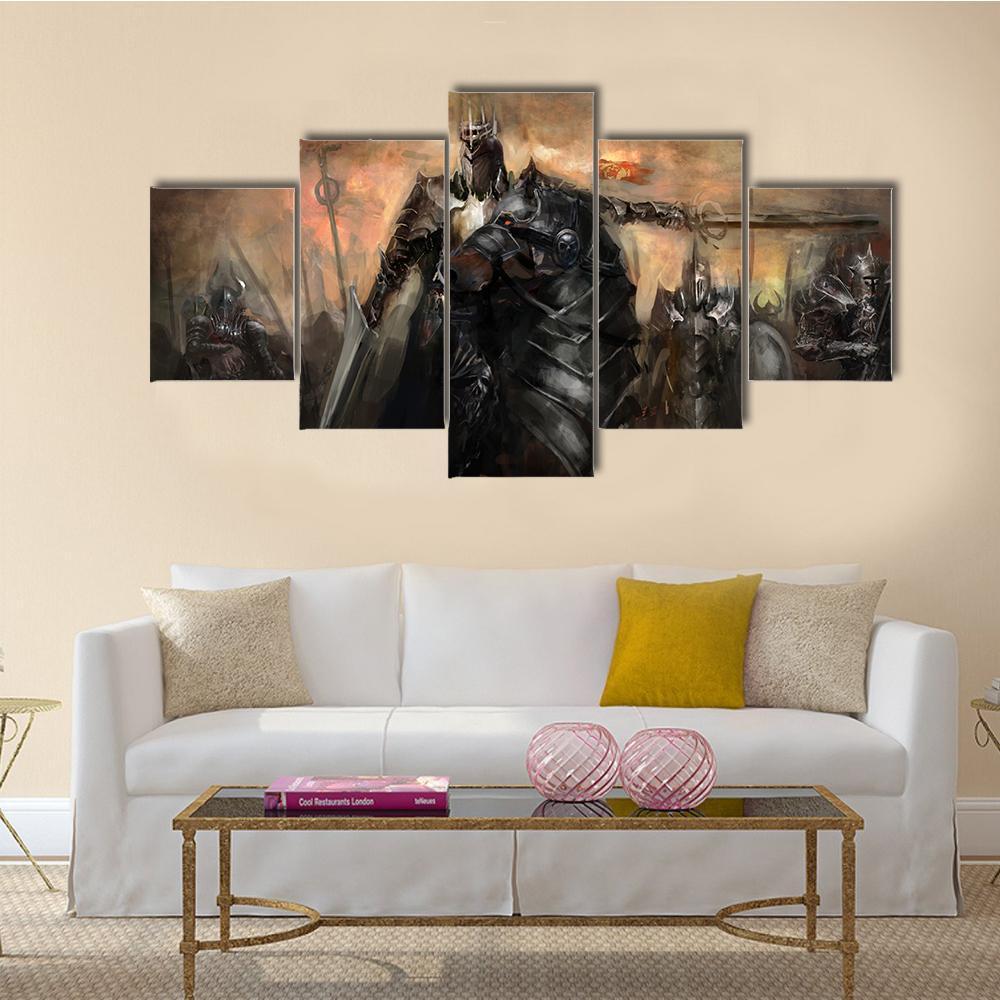 King Leading His Army Canvas Wall Art-5 Pop-Gallery Wrap-47" x 32"-Tiaracle
