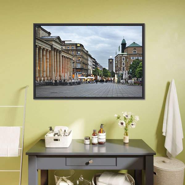 King Street In Stuttgart Canvas Wall Art-1 Piece-Floating Frame-24" x 16"-Tiaracle