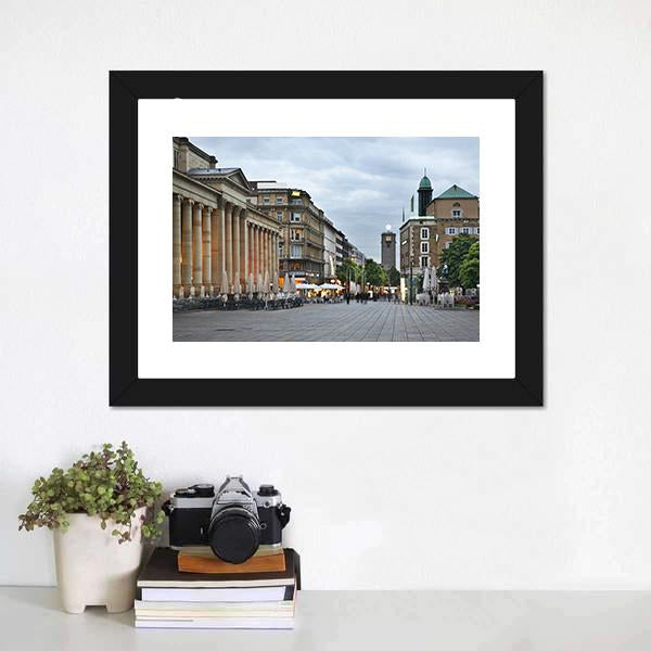King Street In Stuttgart Canvas Wall Art-1 Piece-Framed Print-20" x 16"-Tiaracle