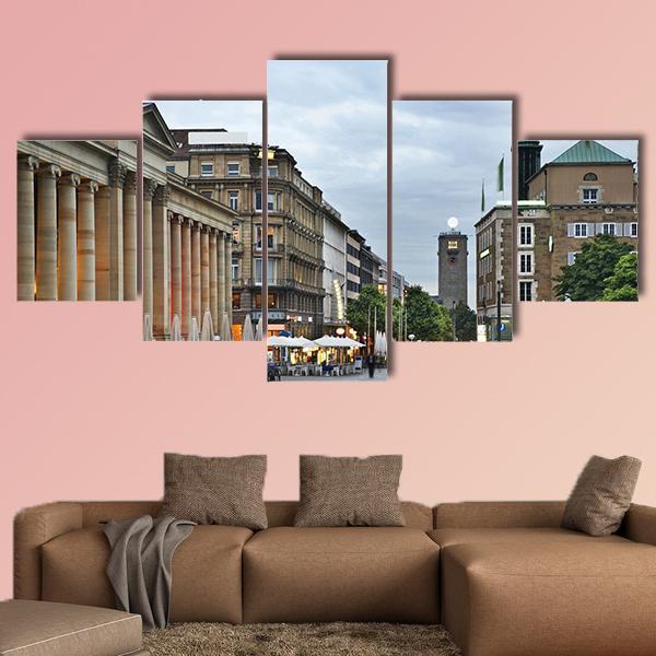 King Street In Stuttgart Canvas Wall Art-5 Star-Gallery Wrap-62" x 32"-Tiaracle