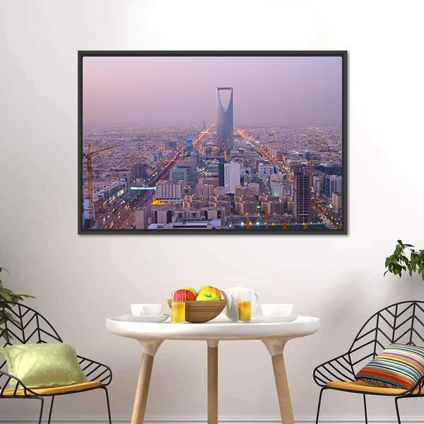 Kingdom Tower In Riyadh Canvas Wall Art-5 Horizontal-Gallery Wrap-22" x 12"-Tiaracle