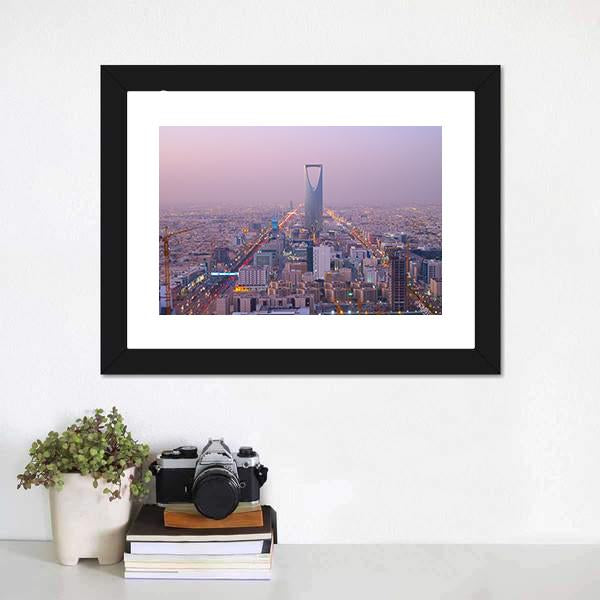Kingdom Tower In Riyadh Canvas Wall Art-1 Piece-Framed Print-20" x 16"-Tiaracle