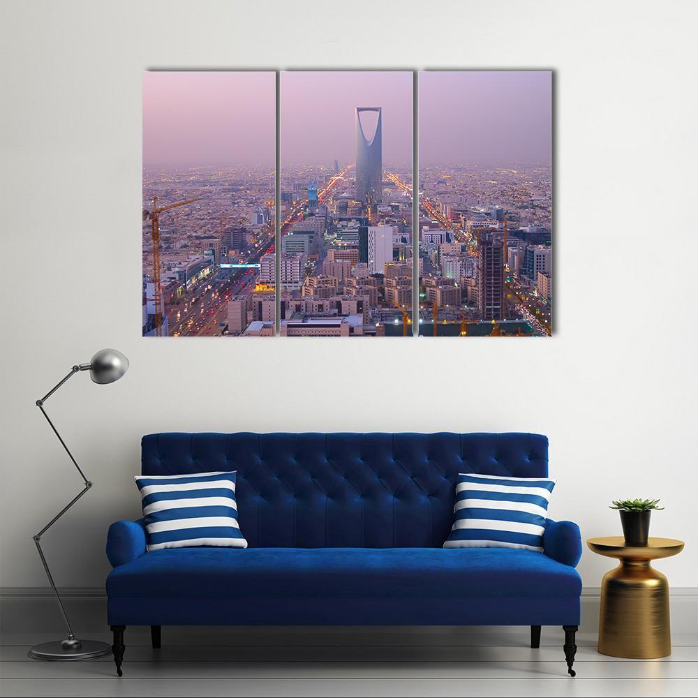 Kingdom Tower In Riyadh Canvas Wall Art-3 Horizontal-Gallery Wrap-37" x 24"-Tiaracle
