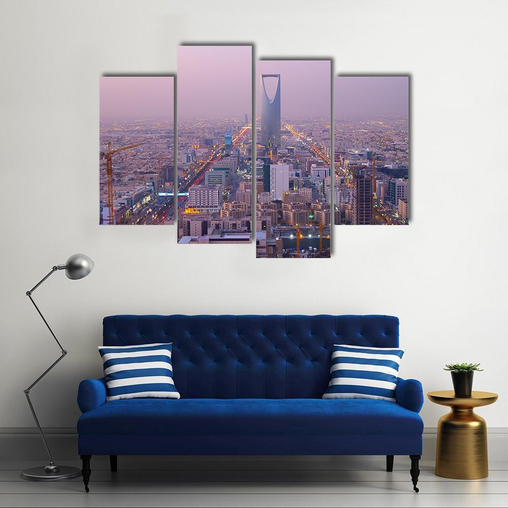 Kingdom Tower In Riyadh Canvas Wall Art-4 Pop-Gallery Wrap-50" x 32"-Tiaracle
