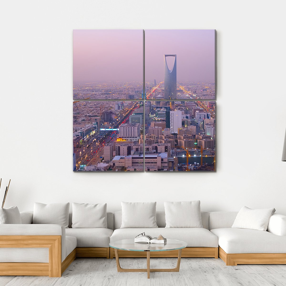 Kingdom Tower In Riyadh Canvas Wall Art-4 Square-Gallery Wrap-17" x 17"-Tiaracle