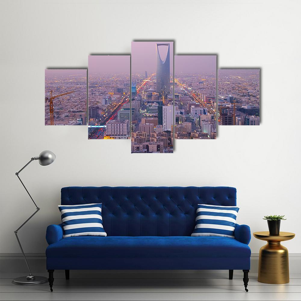 Kingdom Tower In Riyadh Canvas Wall Art-3 Horizontal-Gallery Wrap-37" x 24"-Tiaracle