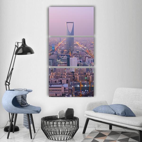 Kingdom Tower In Riyadh Vertical Canvas Wall Art-3 Vertical-Gallery Wrap-12" x 25"-Tiaracle