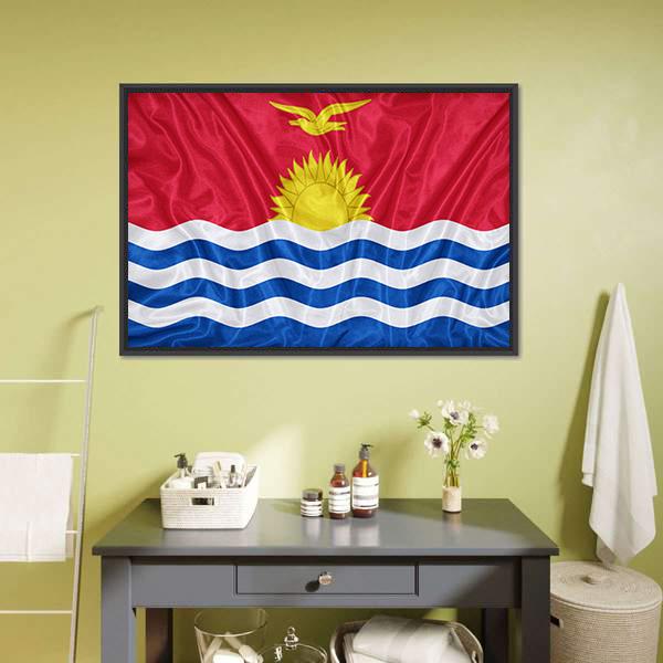 Kiribati Flag Canvas Wall Art-1 Piece-Floating Frame-24" x 16"-Tiaracle