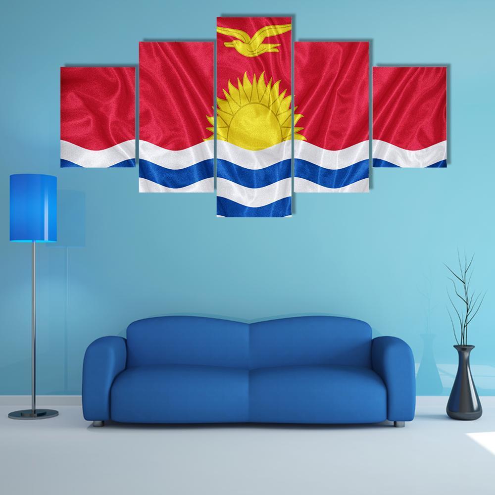 Kiribati Flag Canvas Wall Art-5 Star-Gallery Wrap-62" x 32"-Tiaracle