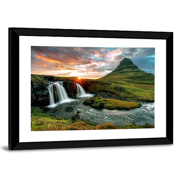 Kirkjufell Fall Iceland Canvas Wall Art-5 Horizontal-Gallery Wrap-22" x 12"-Tiaracle