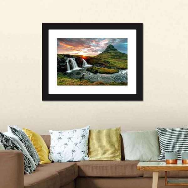 Kirkjufell Fall Iceland Canvas Wall Art-5 Horizontal-Gallery Wrap-22" x 12"-Tiaracle