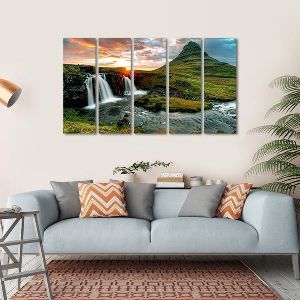 Kirkjufell Fall Iceland Canvas Wall Art-5 Horizontal-Gallery Wrap-22" x 12"-Tiaracle